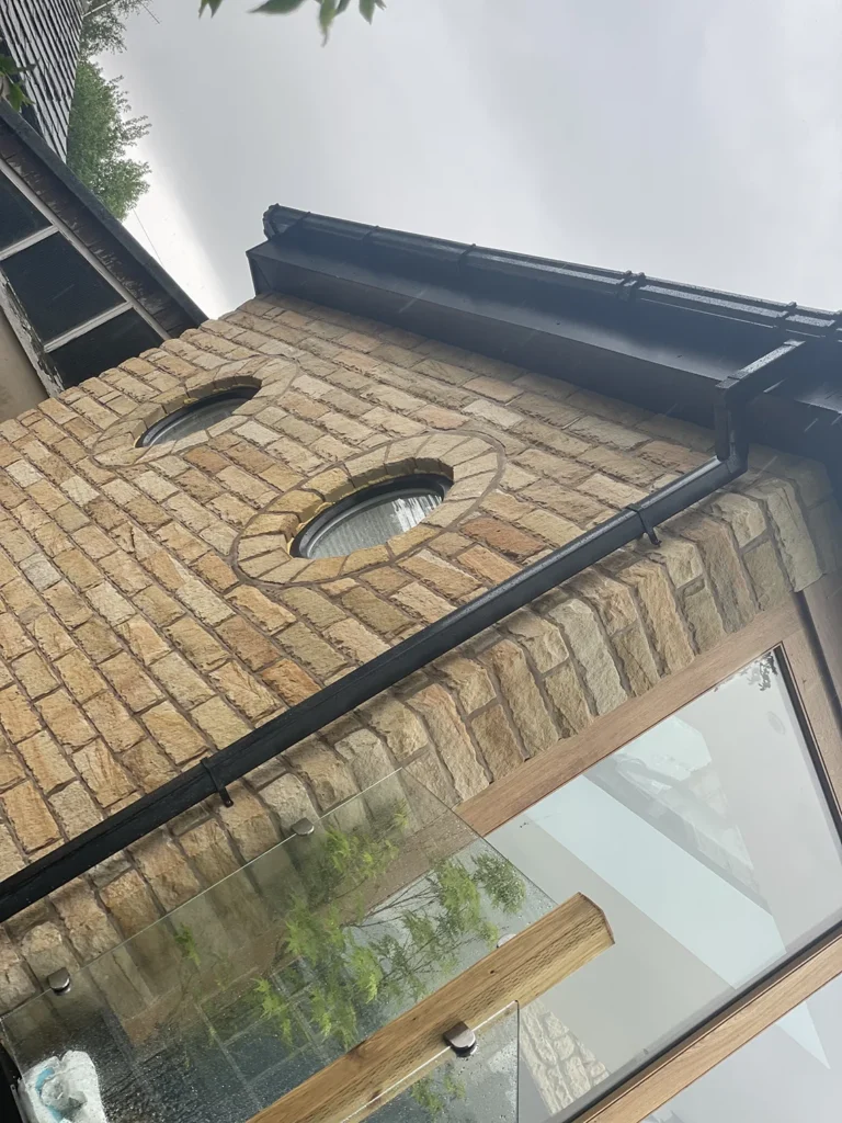 Stone Masonry Wall Construction with Circular Window Openings