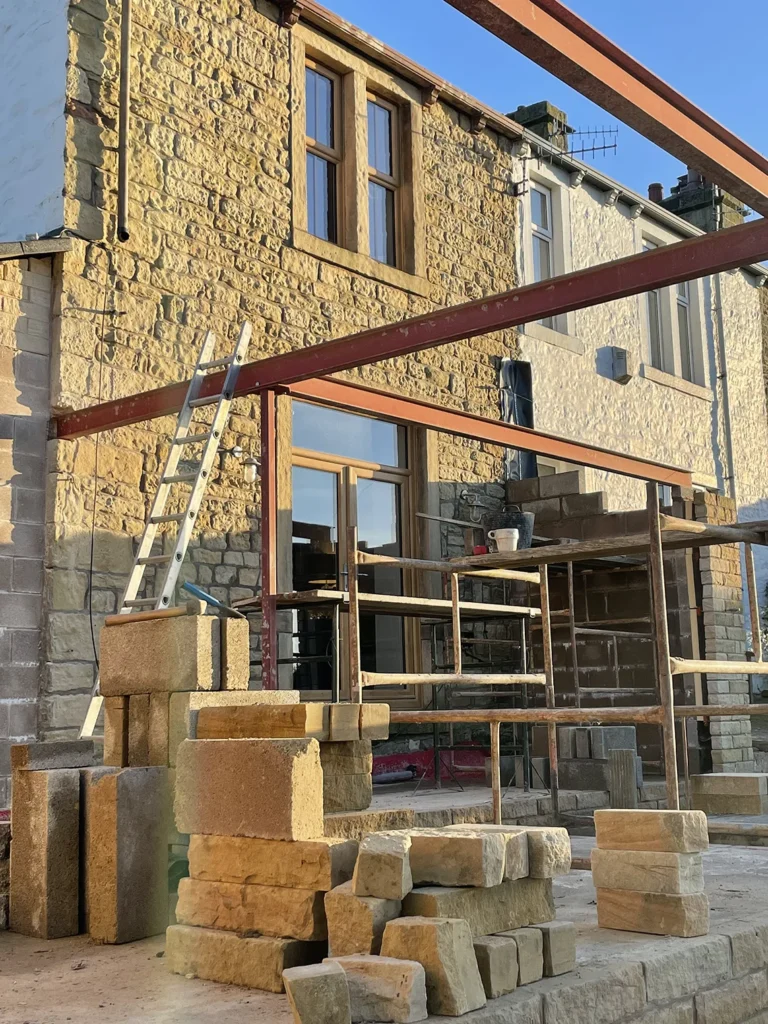 Stone Masonry Wall Construction with Circular Window Openings