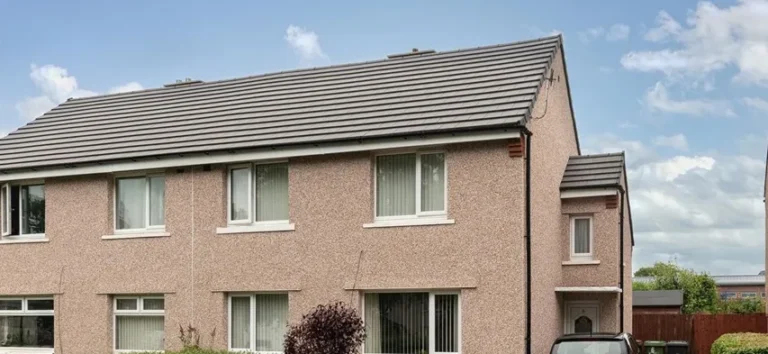 Aerial view of a slate roof on a residential building.